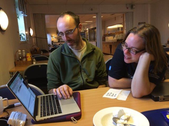 Henry and Julia working on cruise report. Henry and Julia working on cruise report.