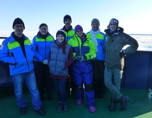 Scientists on the foredeck.