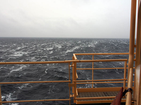 Frazil ice formation along streak of a stormy central Arctic Ocean.