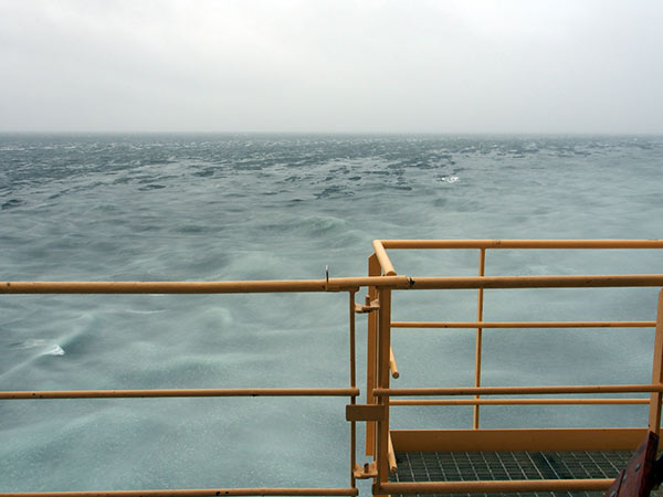 Frazil ice the merges together to give the ocean surface a milky look.